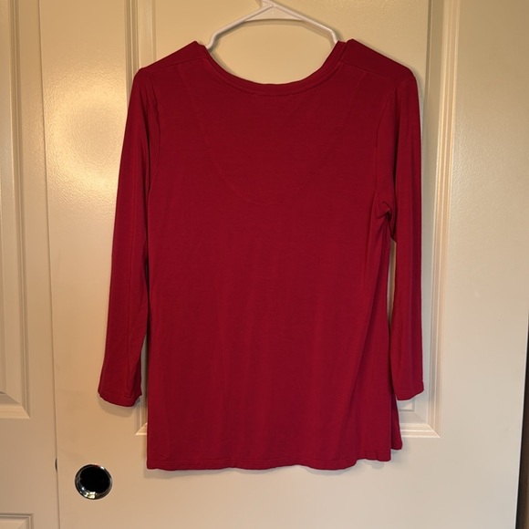 Johnny Was Pink V-Neck Blouse with 3/4 Sleeves - Picture 3 of 9